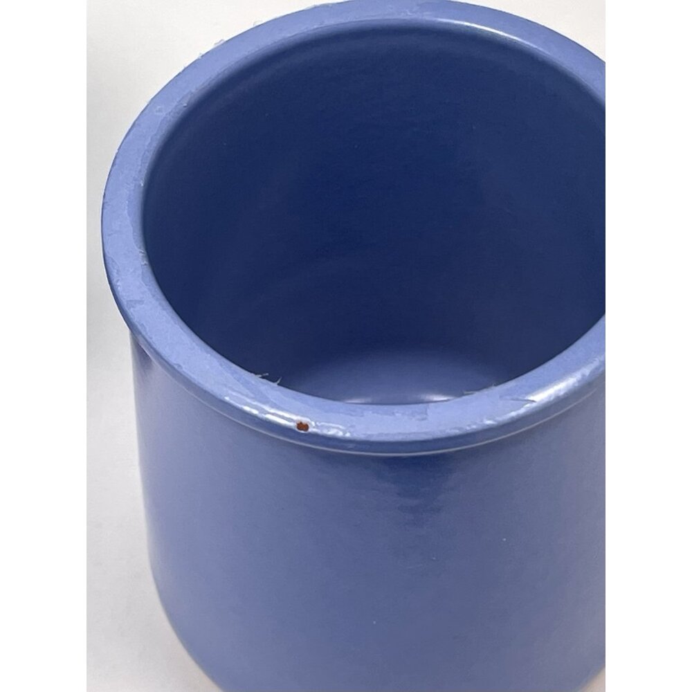 Lot 6 LA FERMIERE Embossed Terracotta Glazed Periwinkle Blue YOGURT POTS Jars - Picture 4 of 5